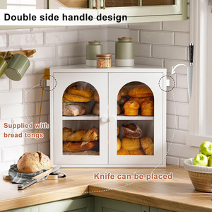 Modern Minimalist Bamboo Bread Box Rectangle Multifunctional <b>Kitchen</b> Storage For Food And Desserts With Layered Design - Product Image 4
