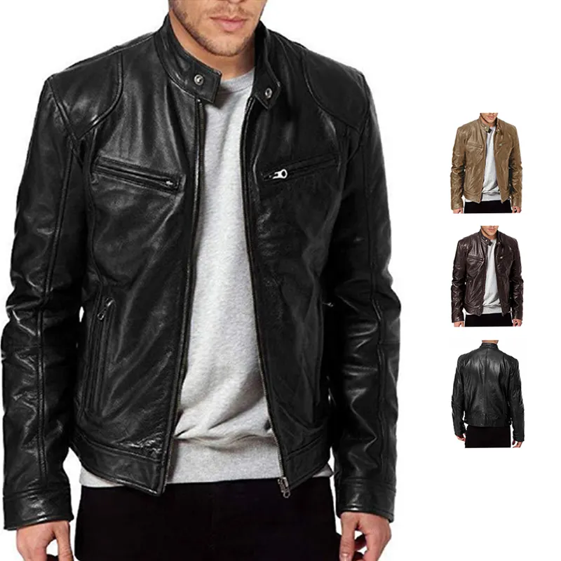 2022 Plus size men's leather jackets homm vintage male leather jacket and coats designer man zipper leather jackets for men 2021
