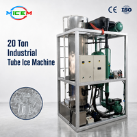 Machine à glace industrielle à tubes 20000 kg, en acier inoxydable 304, refroidie par eau, pour tubes de 22 mm et 29 mm, personnalisable, fiable, durable, pour glace en sacs de grande taille, certifiée CE