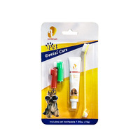 Kit de brosses à dents pour chien 4 pièces avec dentifrice saveur bœuf pour une haleine fraîche et des dents éclatantes