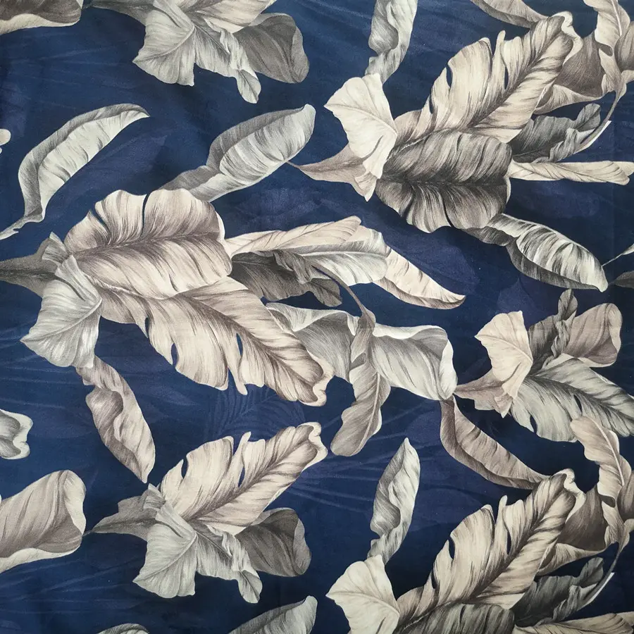 Groothandel Polyester Thuis Textiel Digitaal Bedrukken Meubelbedekking Stoffen Bladpatroon Bedrukt Fluwelen Bekleding Stof