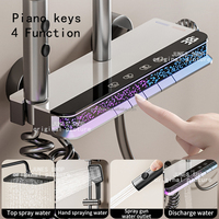 Ensemble de Douche LED de Luxe Style Piano avec Affichage de Température, Robinet Pluie et Cascade, Système de Douche Mural pour Salle de Bain