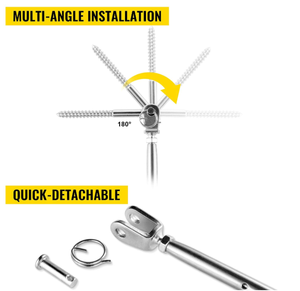 Kit <span class=keywords><strong>de</strong></span> Herrajes para Barandilla <span class=keywords><strong>de</strong></span> <span class=keywords><strong>Cable</strong></span> con Ángulo Ajustable, Compatible con <span class=keywords><strong>Cable</strong></span> <span class=keywords><strong>de</strong></span> <span class=keywords><strong>Acero</strong></span> Inoxidable <span class=keywords><strong>de</strong></span> 1/<span class=keywords><strong>8</strong></span> Pulgadas - Product Image 3