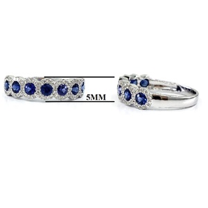 Nouvelle Arrivée 18 Carats Or Blanc Maigre Anneau Anneau À La Mode Vrai Diamant Bijoux Gemme Saphir Bleu pour Mariage ou Cadeau Féminin - Product Image 2