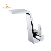 Robinet de lavabo de salle de bain européen allemand moderne à trou unique, mitigeur, noyau de vanne en céramique, matériau en laiton, poignée unique