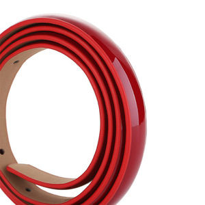 Cinturón de Mujer de Cuero Sintético con Hebilla en U de Aleación, Estilo Delgado, <span class=keywords><strong>Rojo</strong></span>, Versátil y Moderno - Product Image 4