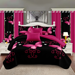 Set di Biancheria da Letto DL Luxury in Poliestere per Tutte le Stagioni, 12 Pezzi, Misura King Size, Copriletto, Lenzuolo Piatto, Lenzuolo con Angoli, Federe, Tende per la Casa - Product Image 2