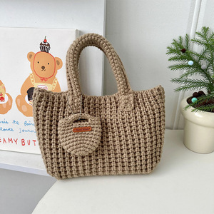 Mode tricoté sac à main <span class=keywords><strong>petit</strong></span> fait à la main Crochet motif décontracté Shopping voyage dame Durable Polyester Mini sac fourre-tout <span class=keywords><strong>porte</strong></span>-<span class=keywords><strong>monnaie</strong></span> - Product Image 5