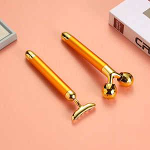 Logotipo personalizado 2 en 1 Energía eléctrica Vibración 24K Oro Barra de belleza Rodillo de masaje facial 3D para estiramiento facial Antienvejecimiento - Product Image 4