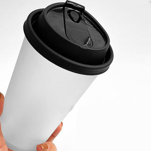 Compter 1000 350ml gobelet en papier 32oz compostable café jus tasse en papier blanc avec couvercle en papier - Product Image 2