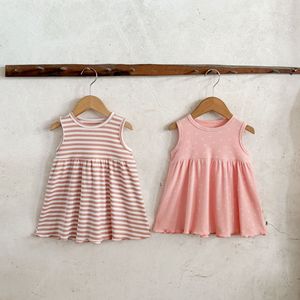 Gaun katun bernapas bayi perempuan, rok rompi bergaris Polka Dot longgar lembut musim panas 2025 untuk bayi dan balita perempuan - Product Image 4