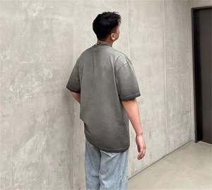 Camiseta de cuello redondo de algodón 100% personalizada al por mayor para hombre, camiseta informal ligera con diseño lavado ácido, transpirable - Product Image 3