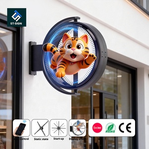 Boîte à <span class=keywords><strong>lumière</strong></span> rotative double face en aluminium personnalisée avec hologramme 3D, haute luminosité, panneau publicitaire suspendu pour les entreprises et les magasins - Product Image 1