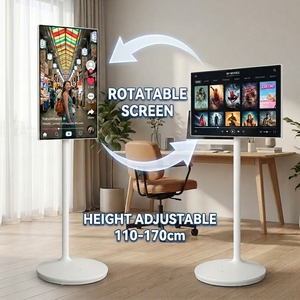 Écran intelligent mobile de 23,8 pouces, alimenté par batterie, écran portable avec roues lisses pour applications intérieures, cinéma, ascenseur, applications commerciales - Product Image 2