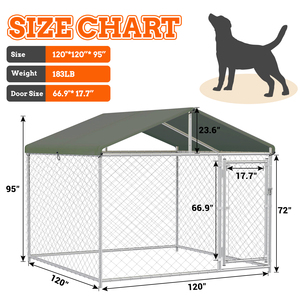 Durable Outdoor Dog Playpen 120×120×95 Inch Chain Link Dog Run Cage Waterproof Sun Rain Protection Roof for Big Dogs - Product Image 4