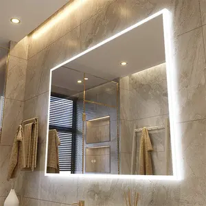 Nhà máy tùy chỉnh chiếu sáng hình chữ nhật thông minh gương phòng tắm với LED Light up cho tủ bồn tắm rửa espejos