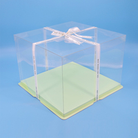 Boîte à gâteau personnalisée en usine, grande taille, bordure en plastique transparent, base en papier rigide, pour gâteau de mariage