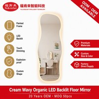 Miroir mural Fullkenlight à LED ondulé, grand miroir de corps entier sans cadre, éclairé, pour se préparer