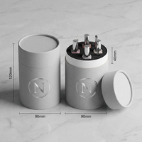Cylindre en papier recyclable de luxe avec estampage argenté pour coffret de vernis à ongles haut de gamme, outils de manucure, conception d'insert en mousse personnalisée