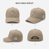 Casquette de baseball personnalisée à 5 panneaux en polyester imperméable avec logo brodé, perforations laser, respirante, pour le sport