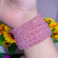 Vente en gros de bracelets en quartz rose naturel de taille mixte, perles roses rondes, chaîne de pierres précieuses, artisanat en cristal pour bijoux et décoration