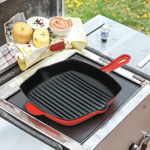 Poêle à steak en <span class=keywords><strong>fonte</strong></span> <span class=keywords><strong>émaillée</strong></span> poêles à frire carrées antiadhésives en métal pour la cuisine utilisation en extérieur poêles à rôtir au four pour la maison - Product Image 5