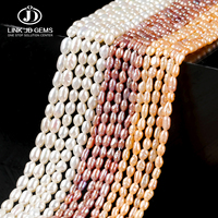 Perles de riz d'eau douce naturelles 3A, perles ovales, perles en vrac pour la fabrication de bijoux, collier, bracelet, fournitures en gros