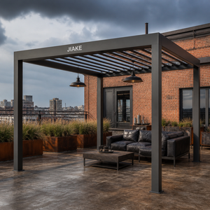 Pérgola de Aluminio Jiake 6063-T5 con Techo de Láminas Motorizadas <span class=keywords><strong>para</strong></span> Terraza Industrial, Patio, Gazebo, Pabellón - Product Image 1