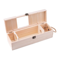 Boîte cadeau en bois de pin pour vin, simple ou double bouteille, avec poignée et fenêtre, OEM ODM