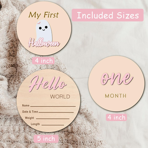 Cartes de développement en bois de bambou pour nouveau-né « Hello World », réutilisables, autoportantes, gravées, annonces de naissance, panneau en bois, tableau de lettres, fête prénatale - Product Image 2