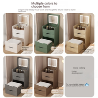 Meuble de Rangement Moderne et Simple pour Chambre à Coucher, Petite Armoire Intégrée Multifonctionnelle avec Table de Maquillage et Panneaux Ajustables