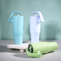 Lancement 2025 – Gobelet isotherme double paroi en acier inoxydable 304 de 40 oz, écologique, sans BPA, avec poignée rotative et couvercle rabattable pour les trajets quotidiens