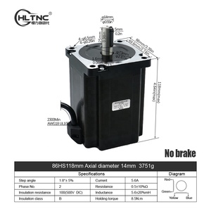 มอเตอร์ไฟฟ้ากระแสตรงไฮบริด2เฟส2เฟส Nema34 6A 118มม. 8Nm NEMA 34พร้อมเบรคสเต็ปเปอร์มอเตอร์86HS118-6004 8.5Nm - Product Image 3