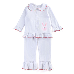 Boutique à volants coton deux pièces ensembles vêtements de nuit <span class=keywords><strong>lapin</strong></span>-motif mignon enfants filles pyjamas - Product Image 3