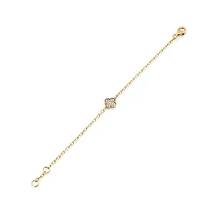 Gemnel 925 Silver Pave Diamond Flower Gold Plated Chain Bracelets