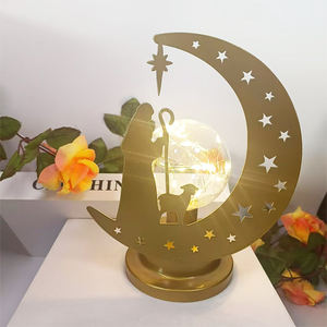 Ramadan lampada da tavolo con luci LED in ferro intagliato <span class=keywords><strong>stella</strong></span> luna <span class=keywords><strong>palazzo</strong></span> per Eid Mubarak & moschea decorazione islamica della tavola regalo - Product Image 2