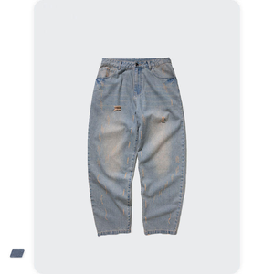 Nouveau Jean <span class=keywords><strong>Homme</strong></span> OEM <span class=keywords><strong>Pas</strong></span> <span class=keywords><strong>Cher</strong></span> Coupe Longue Slim Style Rock and Roll Effet Usé et Déchiré Vintage Ample - Product Image 3