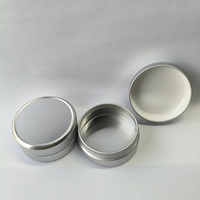 Pots en aluminium fins et vides pour crème, couleur argent brillant / Pots métalliques pour crème visage, poudre cosmétique, conteneurs