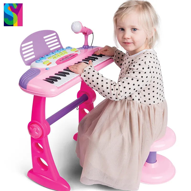 Sy instrumento musical educacional, instrumento musical multifunção com microfone para crianças, teclado de piano elétrico