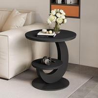 Table d'appoint moderne de luxe à double plateau en pierre, petite table basse en fer pour salon/salle à manger, balcon, chambre à coucher, table de chevet