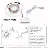 Interrupteur à détecteur de mouvement radar micro-ondes 12V/24V DC pour miroir LED, contrôleur de lumière automatique sans contact 2m