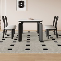 Table à manger en bois minimaliste moderne avec plateau en quartz blanc résistant aux hautes températures, design rectangulaire pour l'ameublement de la maison