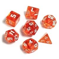 Lot de 7 dés polyédriques carrés en résine rouge sang clair pour D&D, tailles personnalisables pour jeux de table Dungeons & Dragons