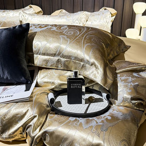 Luxury Sain <strong>Bedsheets</strong> Bedlinen Duvet Cover Pillowcases Luxurious Satin Damask Bedding Set Exquisite Satin Jacquard Weave - Product Image 4