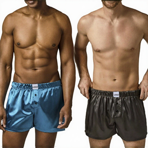 PATON <b>Satin</b> Silky Knitted Sexy <b>Men's</b> Exotic High-Rise Quick Dry Breathable <b>Underwear</b> Boxer Shorts - Product Image 3