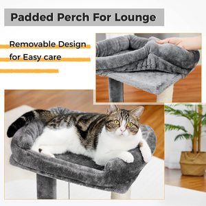 Tempat tidur kucing menggaruk dengan sandaran yang tertutup posting goresan dan bola bermain bagus untuk anak kucing terbuat dari kayu dan kertas - Product Image 4