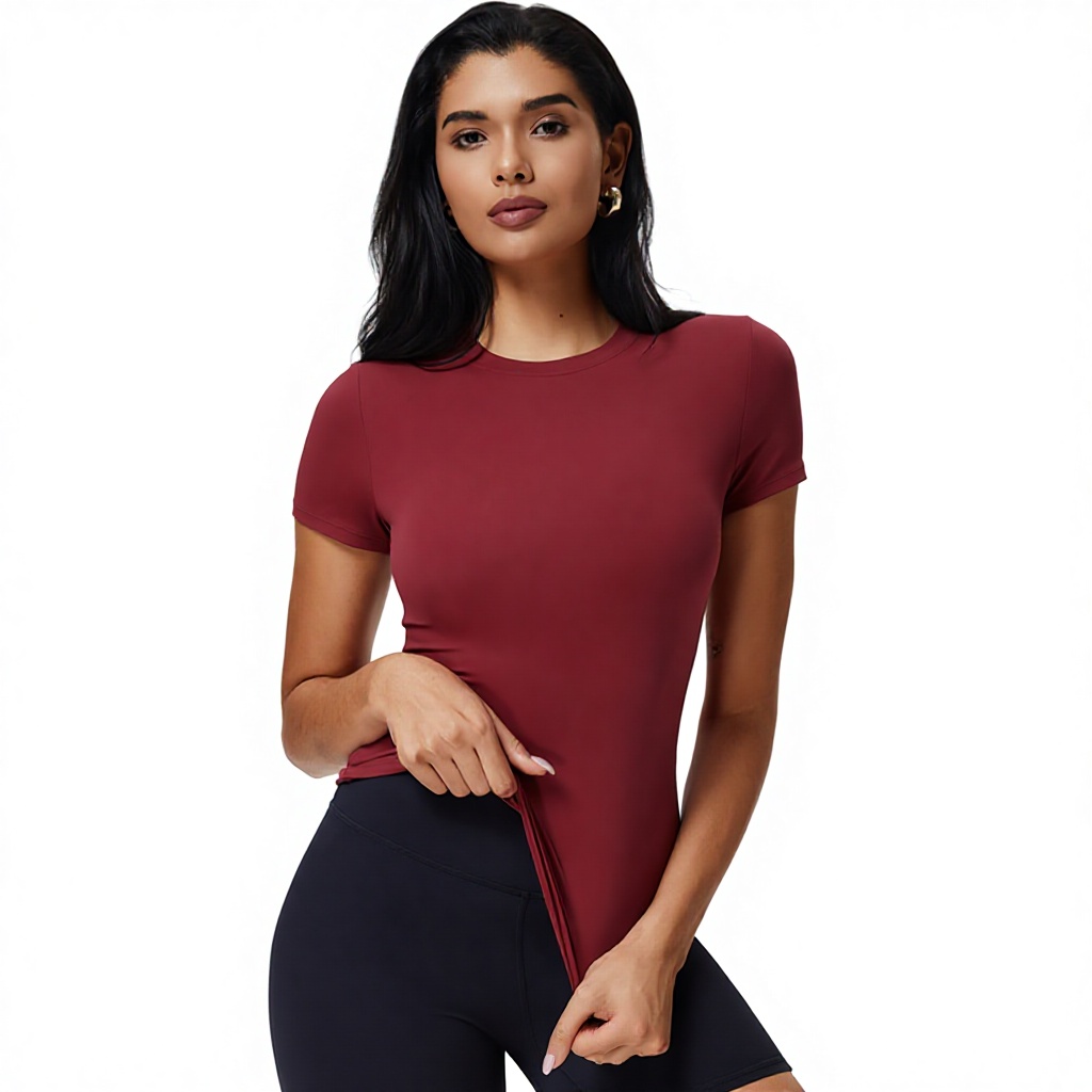 Cute Quick-drying Short-sleeved T-shirt Women's Neck Slim Fitness Clothes Sports Nude Right Shoulder Running Yoga Top
