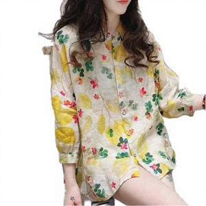 RNSHANGER Blouse Imprimée Élégante et Respirante pour Femme - Col Classique, Boutonnée, Coupe Droite, Décontractée et Polyvalente - Collection Automne - Product Image 3