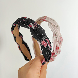 LRTOU, venta al por mayor, moda para mujer, lavado de cara, banda para el cabello bonita, tela con estampado de flores, diadema trenzada, diadema para mujer - Product Image 4