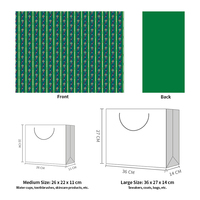 Sac cadeau en papier personnalisé, écologique, durable, rayé vert de Noël, en matériaux recyclés, avec poignée en corde dorée, sac à étiquette privée